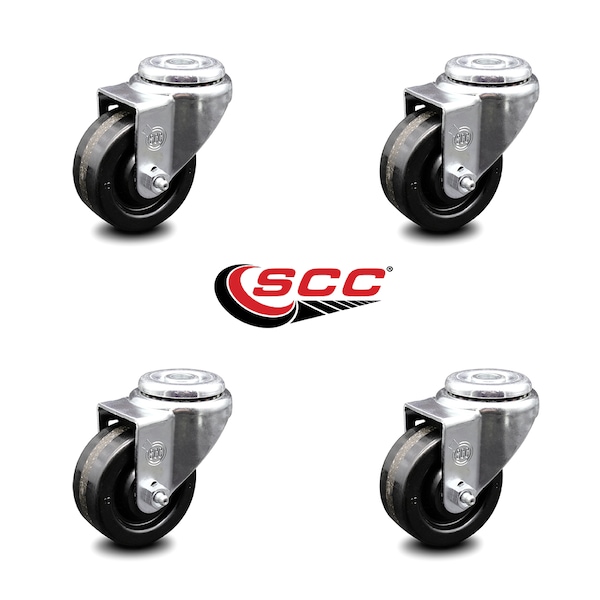 3 Inch Phenolic Wheel Swivel Bolt Hole Caster Set